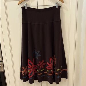 Dick & Jayne Vintage Y2K Boho Wool Beown Skirt—BEAUTIFUL!! Floral—EUC—Size L